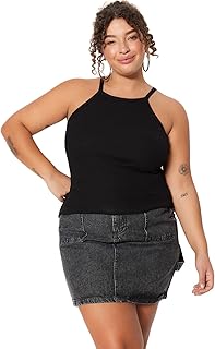Trendyol Woman Halter Neck Basic Knitted Undershirt TBBSS23CV00000 Plus Size Athlete