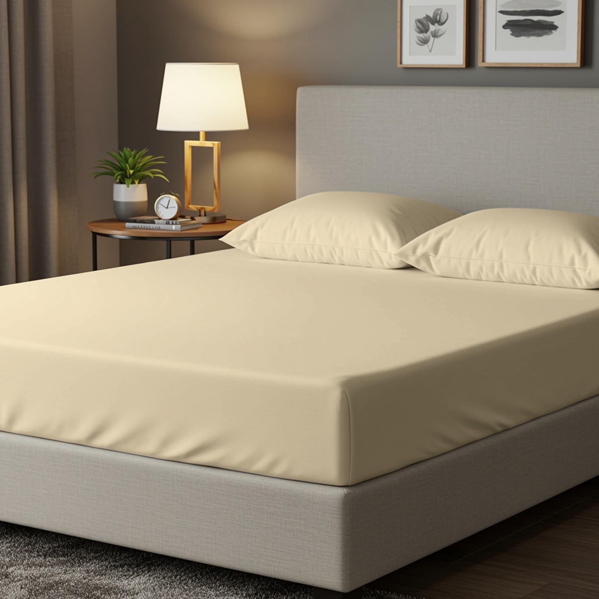 Home Sweet Home UK 30cm Fitted Bed Sheets King 200 Thread Count Super Soft Deep King Fitted Sheet 100% Cotton Anti Wrinkle BedSheets Breathable & Fade Resistant