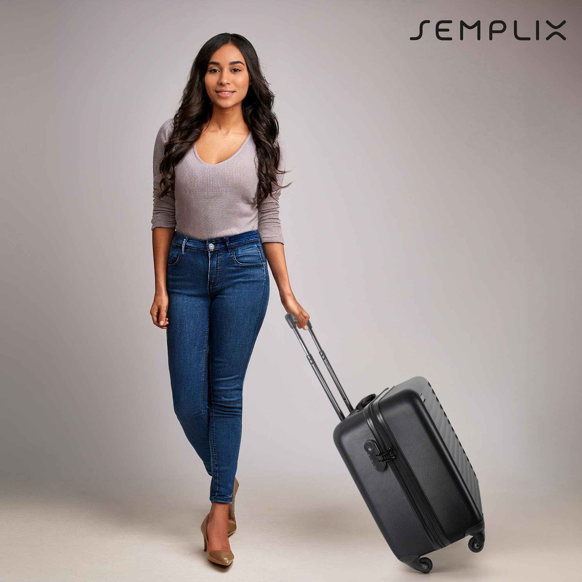 SEMPLIX Carro para máquina de coser rígido con alta movilidad 360° y 4 ruedas suaves, Negro, 44 x 24 x 40 cm