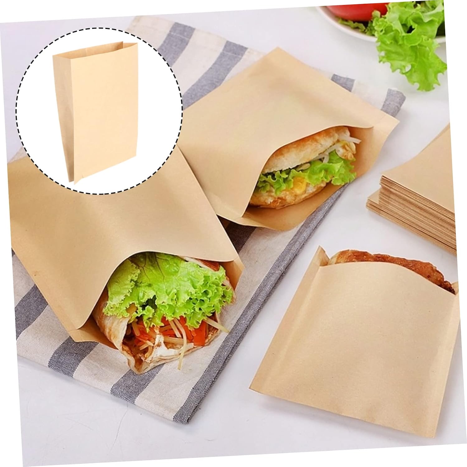 IMIKEYA 100pcs Cellophane Kraft Paper Bags Treat Bags for Party Favors Greaseproof Food Storage Pouches Multi-use Paper Storage Pouches