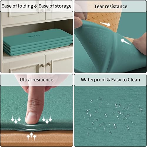 Miniatura 5 de Tapete de yoga de 70 x 24 pulgadas - 12 pulgada de grosor, tapete de ejercicio plegable compacto antideslizante de elastómero termoplástico para