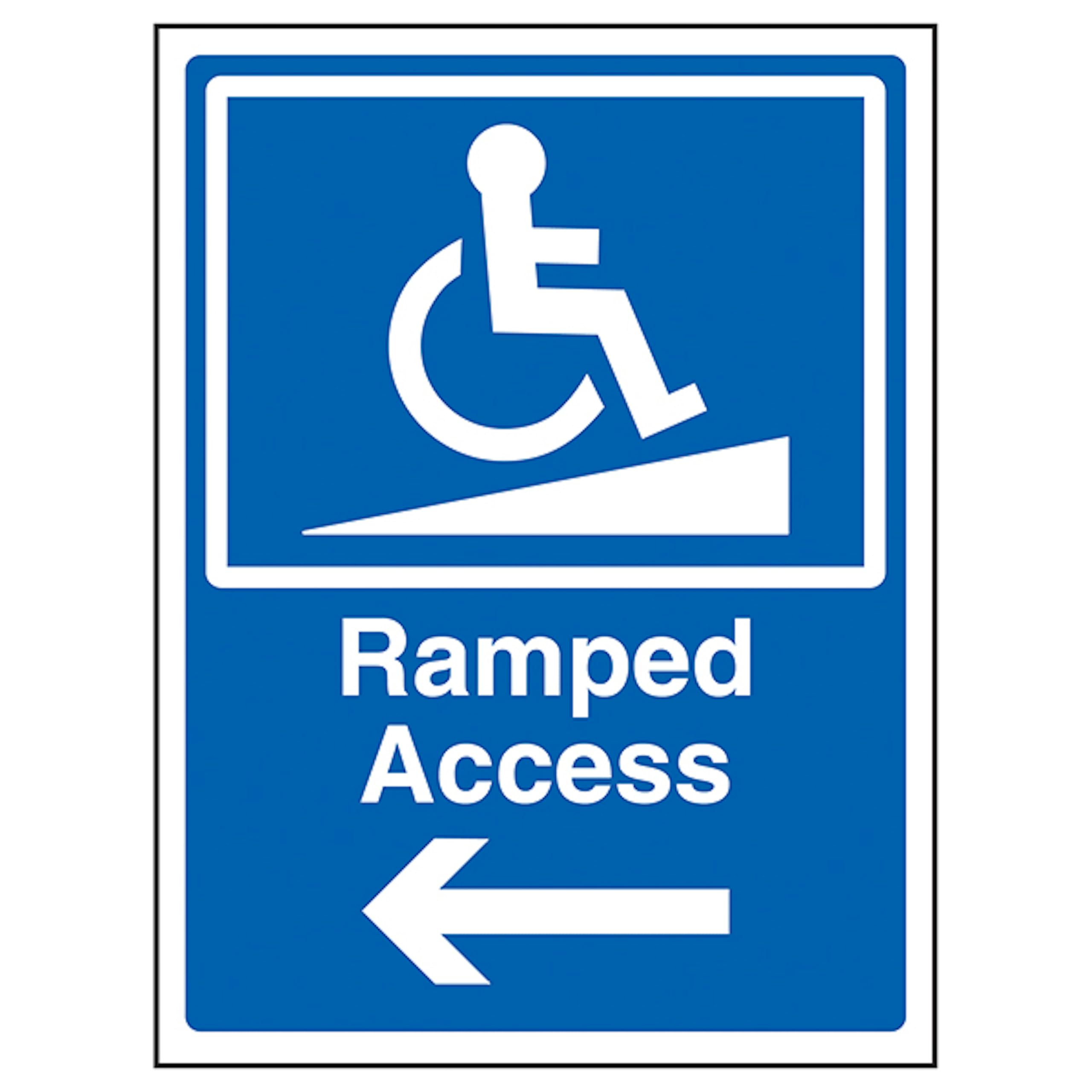 V Safety Ramped Access Arrow Left 300 x 400mm - 3mm Aluminium Composite Safety Sign