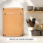 Planches à découper en bois Freshware pour la cuisine, rainure à jus, pieds en silicone antidérapants, lavables au lave-vaisselle, taille moyenne 12 po x 9 po et grande 15 po x 11,25 po, ensemble de 2, naturel