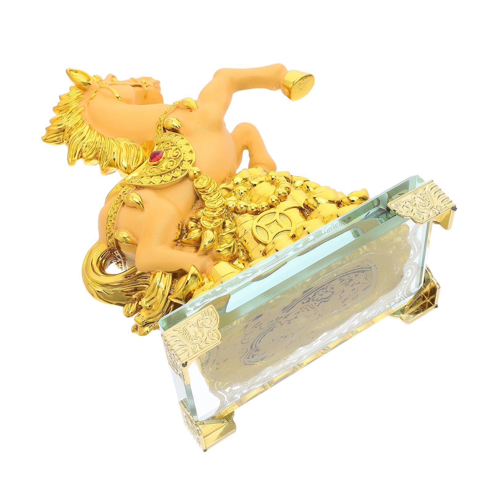 Statue de cheval en résine dorée objet de collection vintage luxe pour salon