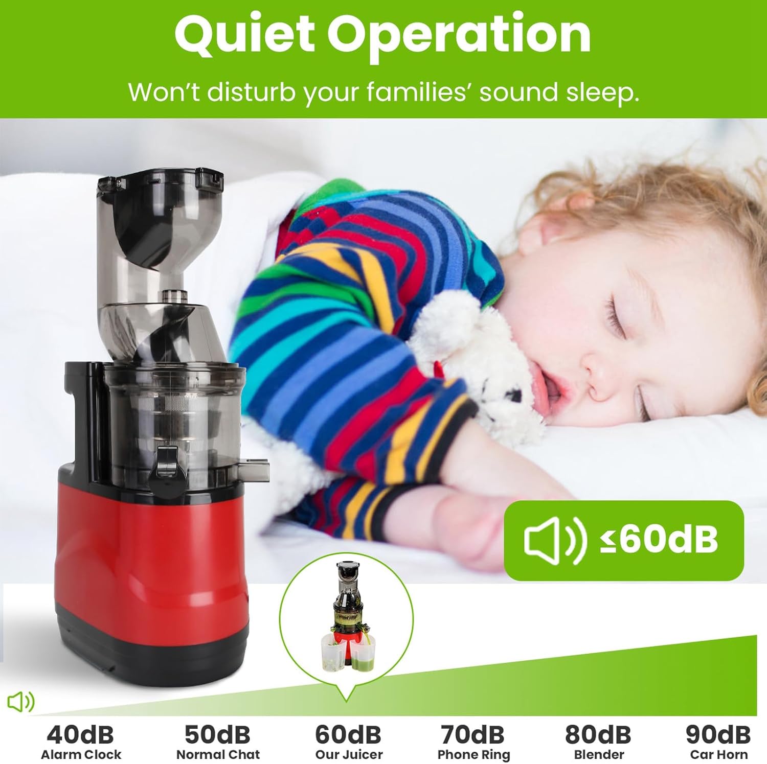 Cold Press Juicer, 300W Slow Masticating Juicer Machines, Cold Pressed Juicer Machines Large Feed Chute Fit Whole Fruits & Vegetables, Reverse Function, Easy to Clean with Brush