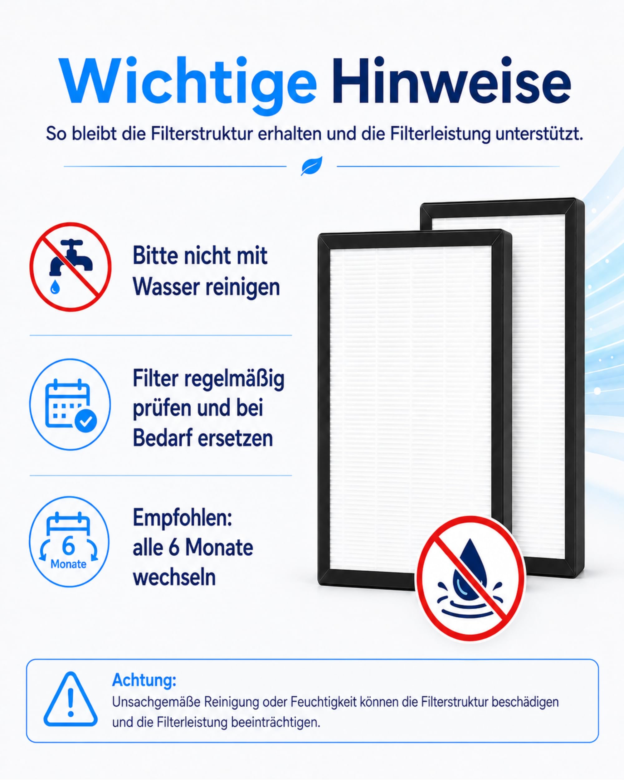 2 Stück H13 HEPA Filter, Hochleistungs-Schwebstofffilter, Luftreiniger Filter, Airpurifier, Ersatzfilter für Ventilator mit Luftreiniger