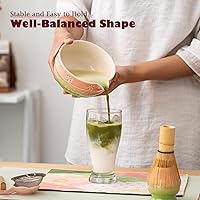 Vista 7 de Matcha Tea Set, 8 Pcs Japanese Matcha Kit with Cherry Blossom and Wave Design Ceramic Bowl, Bamboo Whisk, Whisk Holder, Scoop, Sifter, Brush, Matcha