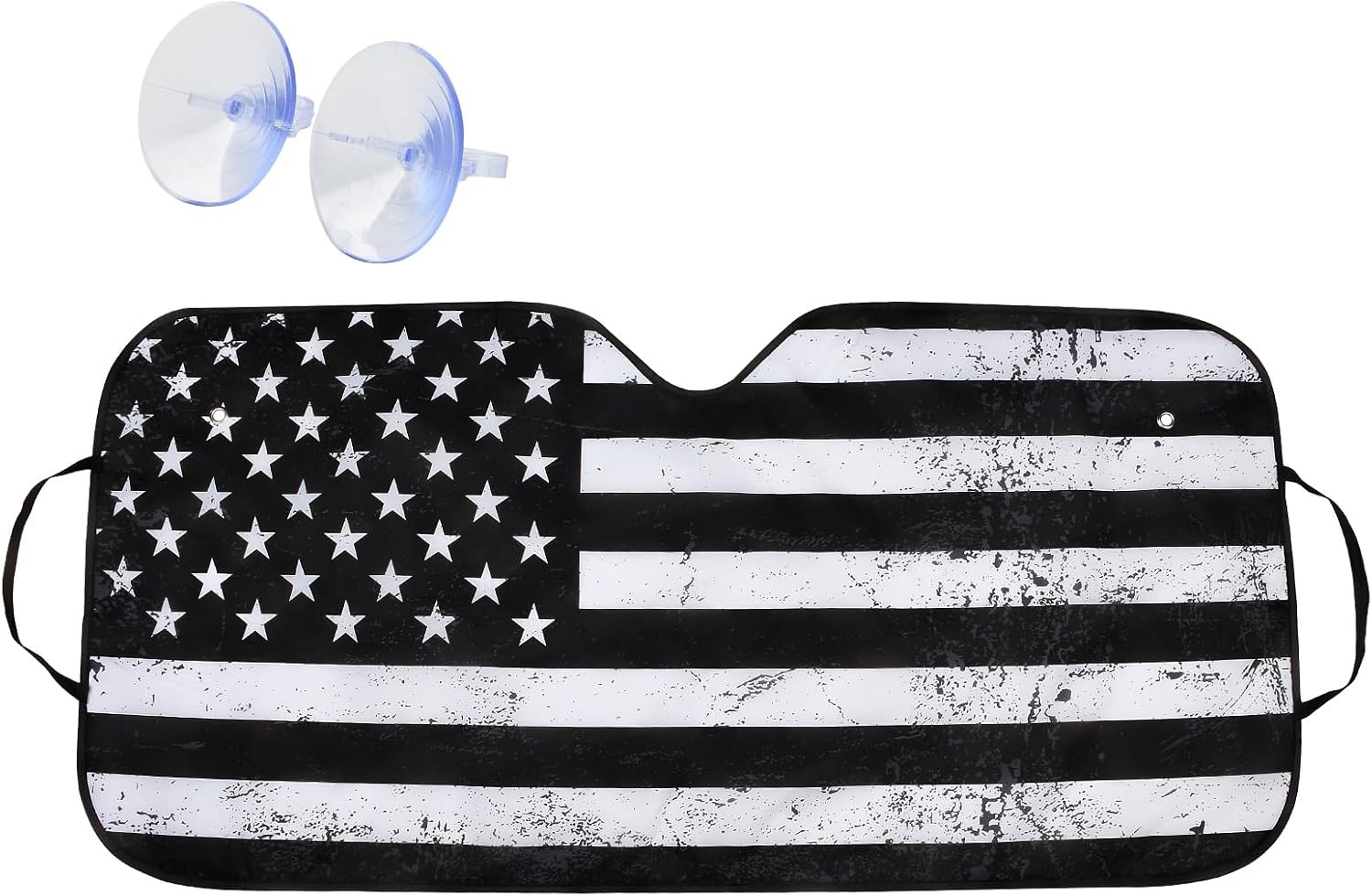 Windshield Sun Shade, American Flag Print Foldable Car Front Window Sunshade for Cars SUV Truck, UV Heat Protection Windshield Cover Keeps Vehicle Cool, 27.56" x 57.09"