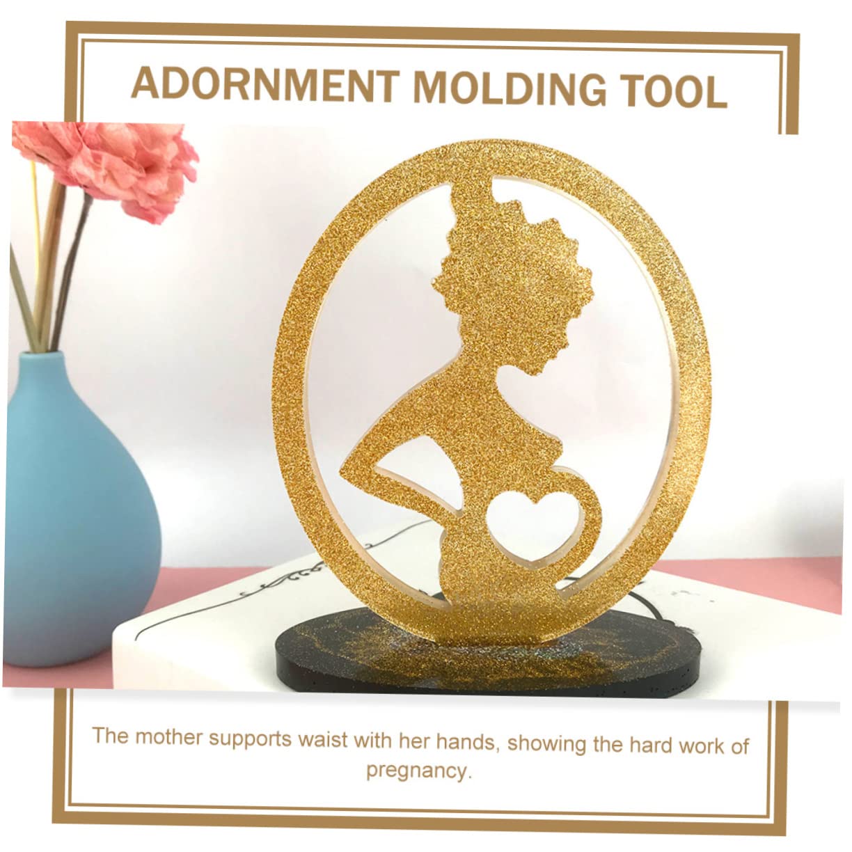 Housoutil 5 Ensembles Moule d'ornement d'amour Ornements Fondant Silicium Outil de Moulage d'ornement Moule de Parure fête des mères Moule décor Femme Enceinte Gel de silice Blanche