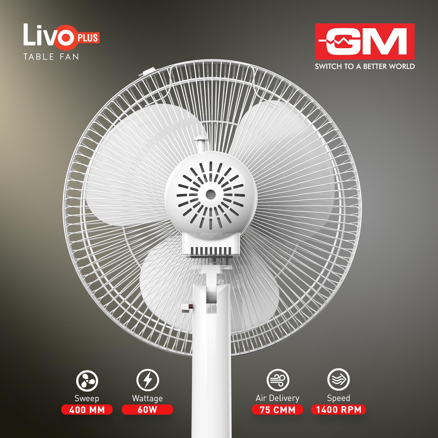 GM Livo Plus Table Fan - Powerful Cooling -7