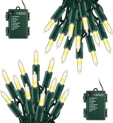 Miniatura 6 de Luces de Navidad alimentadas por pilas, paquete de 2 unidades de 60 luces LED de 20 pies, funciona con pilas, luces de Navidad, luces de ambiente de