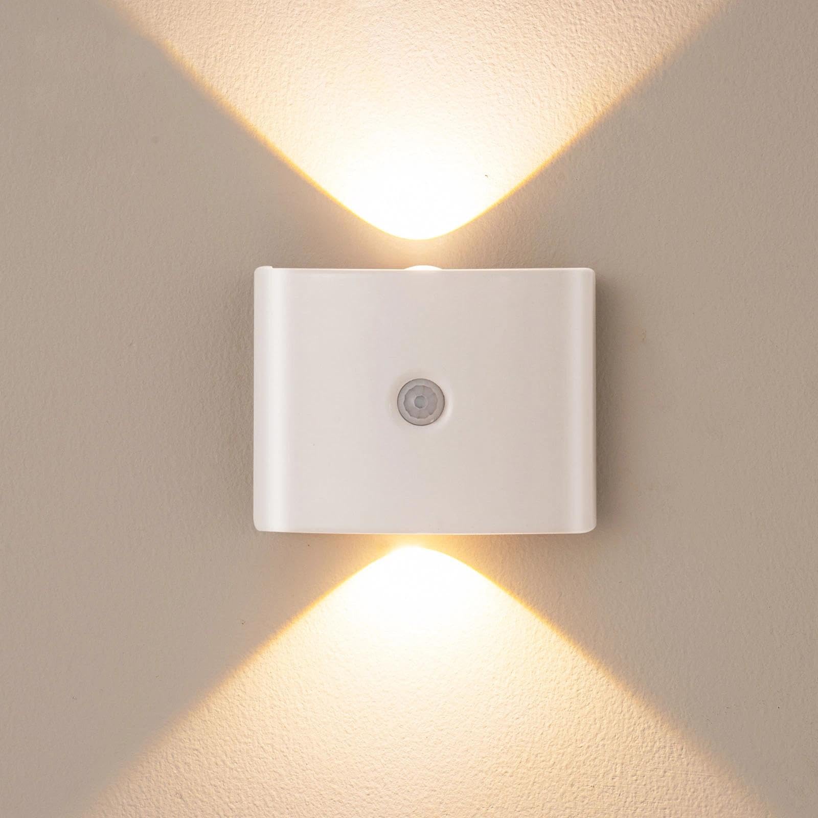 GAOHONGMEI Motion Sensor Night Light, Wireless Rechargeable Wall Lights(White,Tricolor Light)