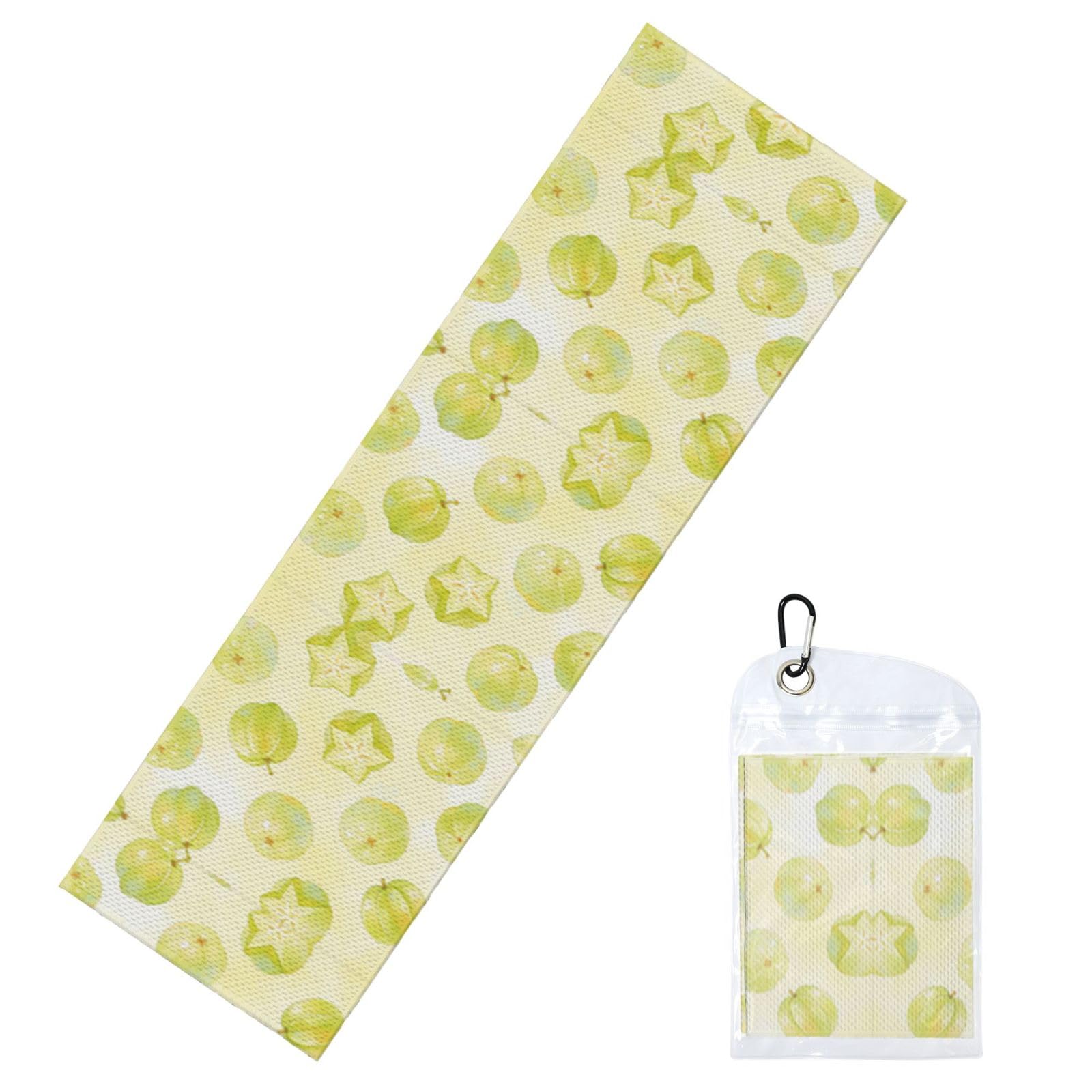 DUYIOKH Green Starfruit Print Cooling Towel, Portable Towel for Gym Workout Golf Beach World Cup Sports Hot Weather