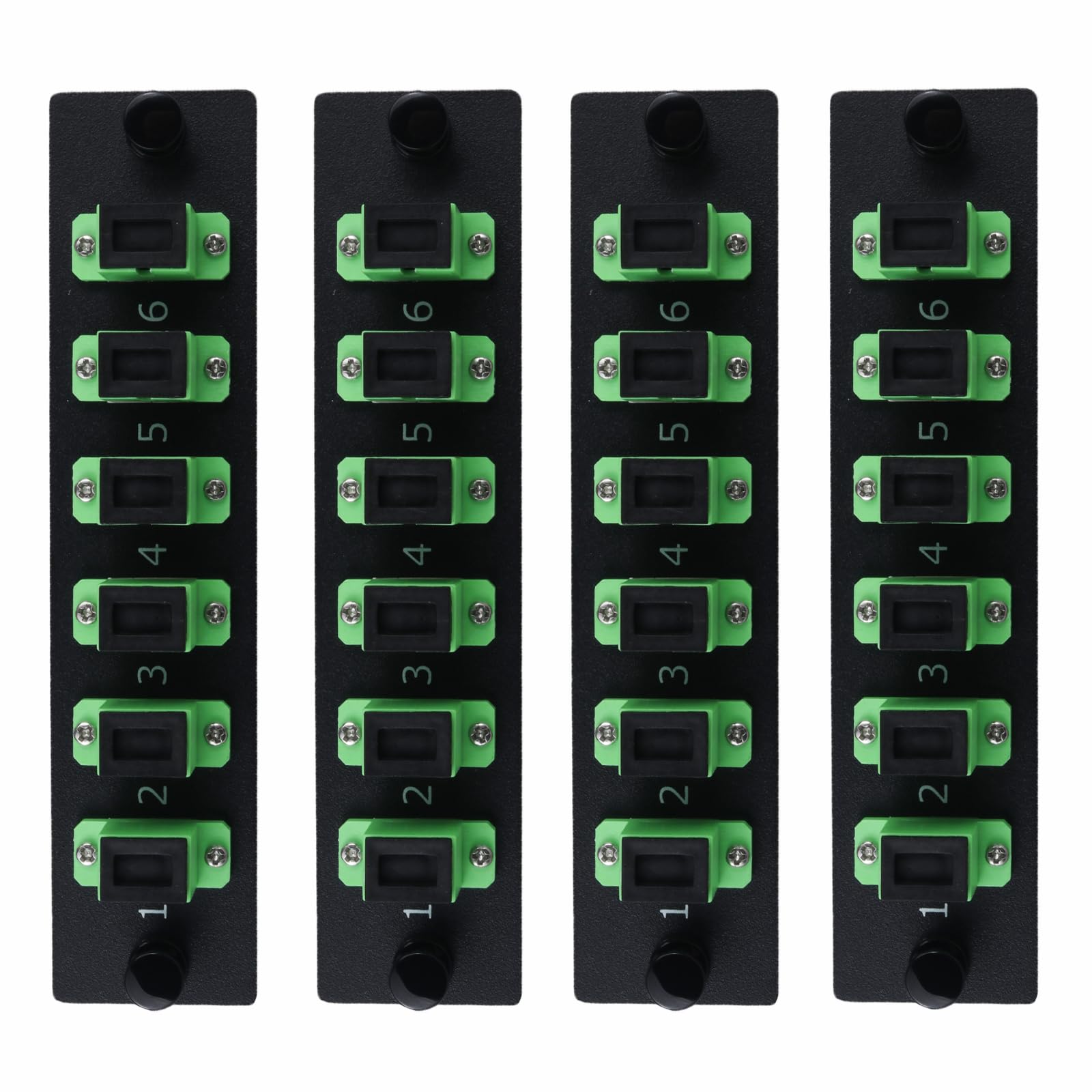 Lot de 4 panneaux de brassage Simplex SC/APC avec adaptateurs SC Simplex monomode vert, 6 ports fibre