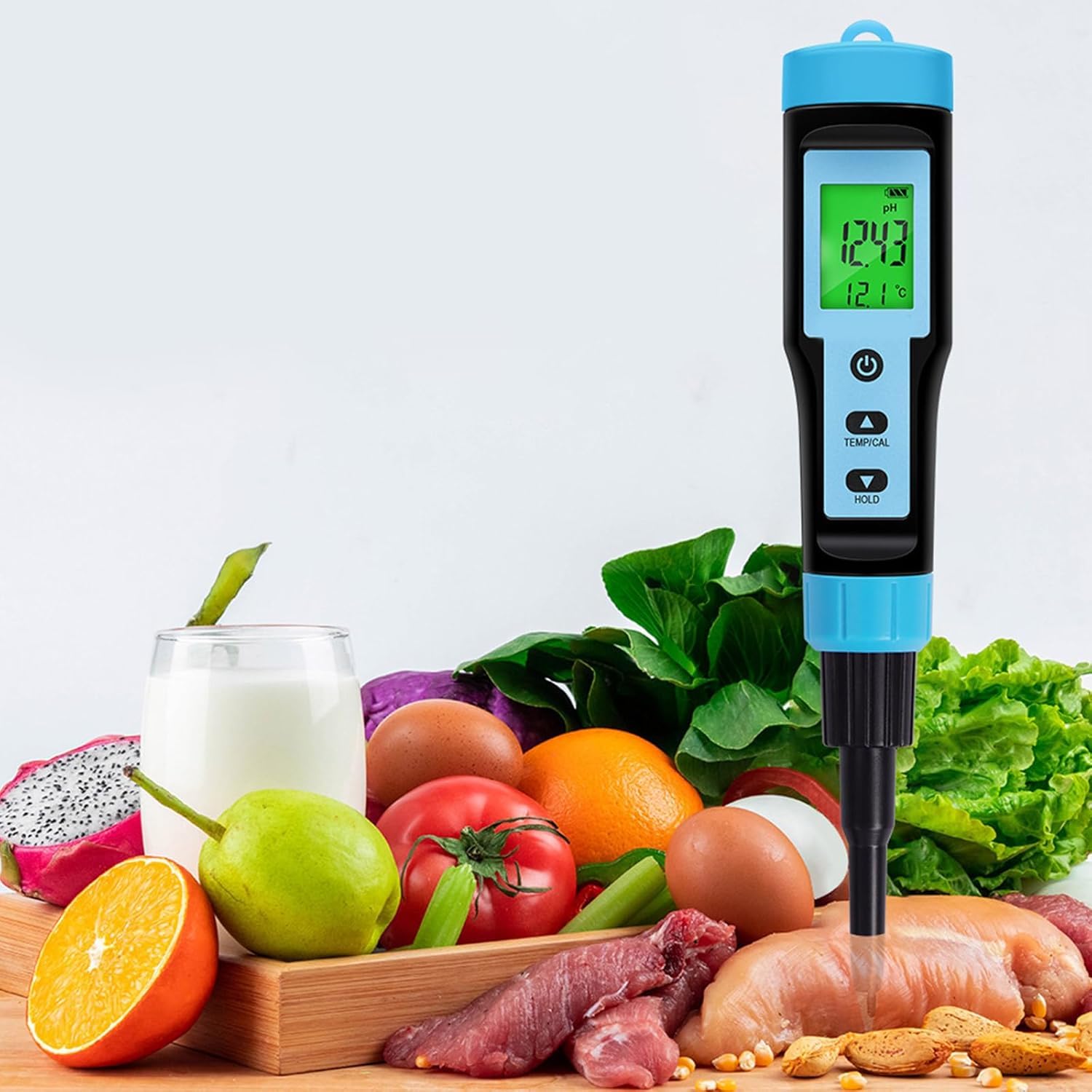 CALMORA Digital pH Meter for Food, Food pH Tester 2 Probes 0.01 Resolution High Accuracy Digital pH Meter with Backlit LCD Display and ATC for Meter, Dough (YY1030)-image-16