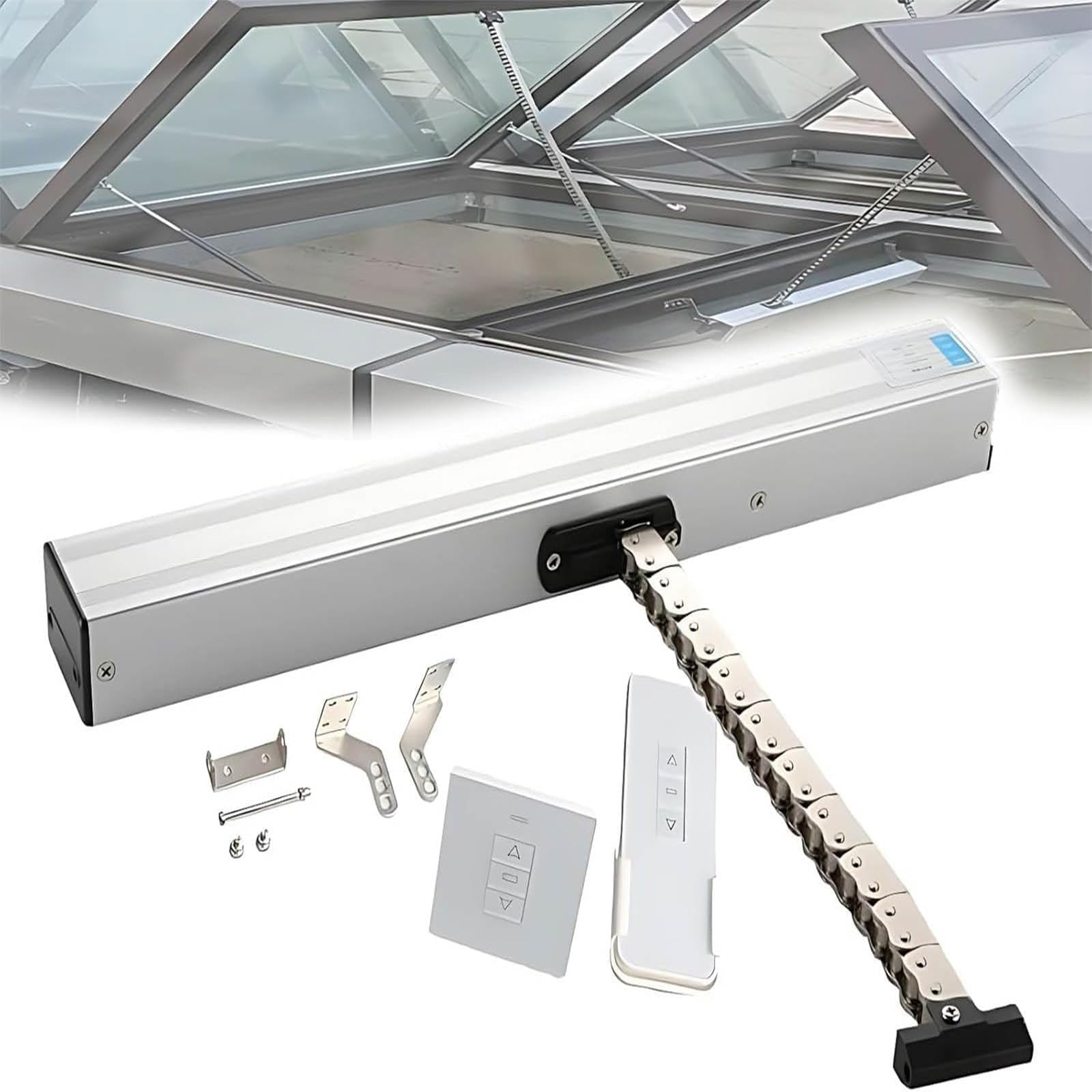 Abridor Y Cerrador De Ventanas Motorizado con Control Remoto E Interruptor, Actuador Eléctrico para Apertura De Ventanas De 24 V, Operador De Cadena Automático para Ventanas 600