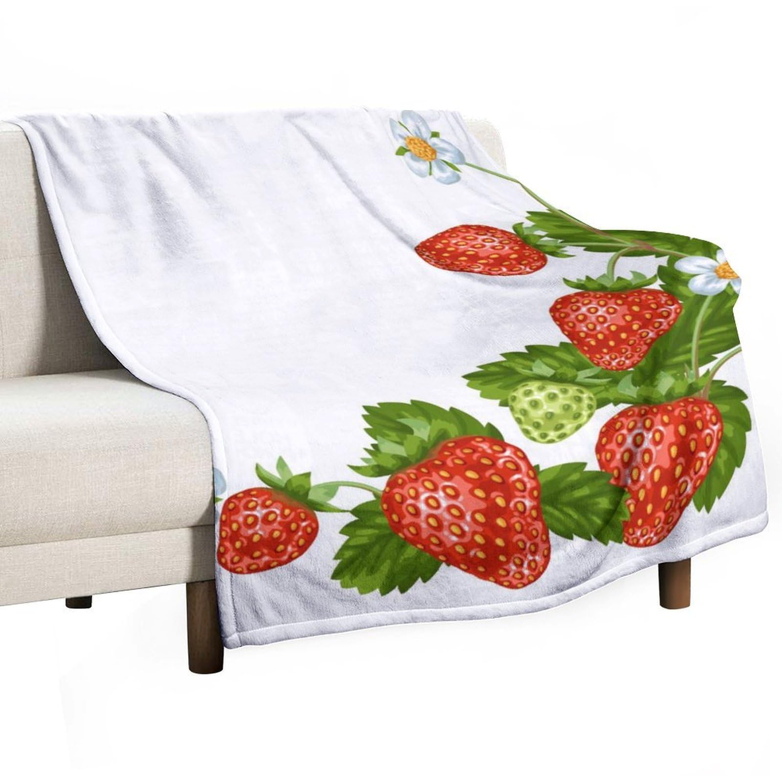 MHYRAC Flannel Blanket, Strawberry Throw Blanket for Couch Sofa Bed Office, Soft And Comfortable Without Pilling