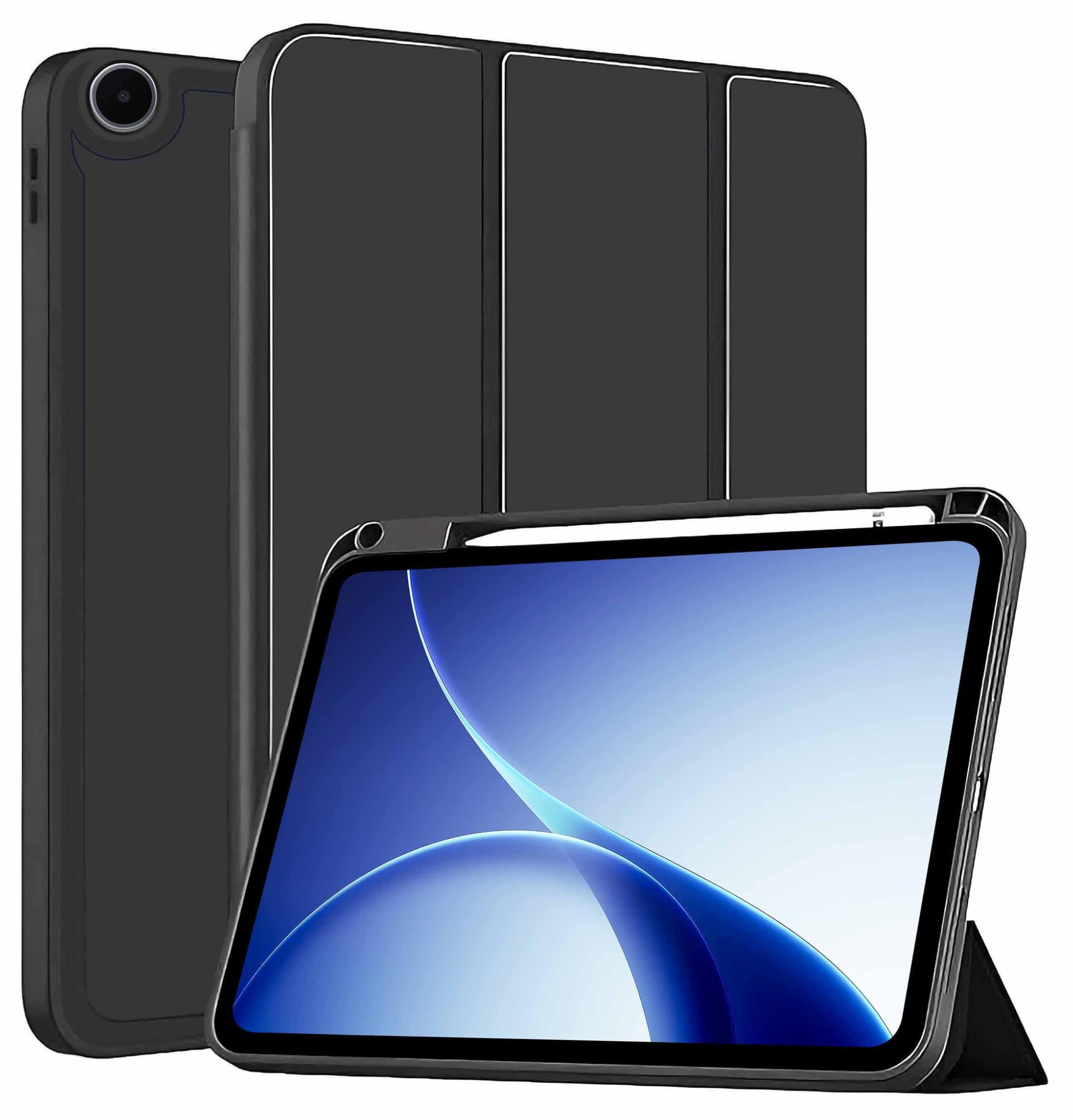 ProElite Cover for Oppo Pad 5 12.1 inch Case, Soft Flexible Flip Case Cover for Oppo Pad 5 12.1 inch Case with Pen Holder [Auto Sleep Wake Feature] [Recoil Series] - Black