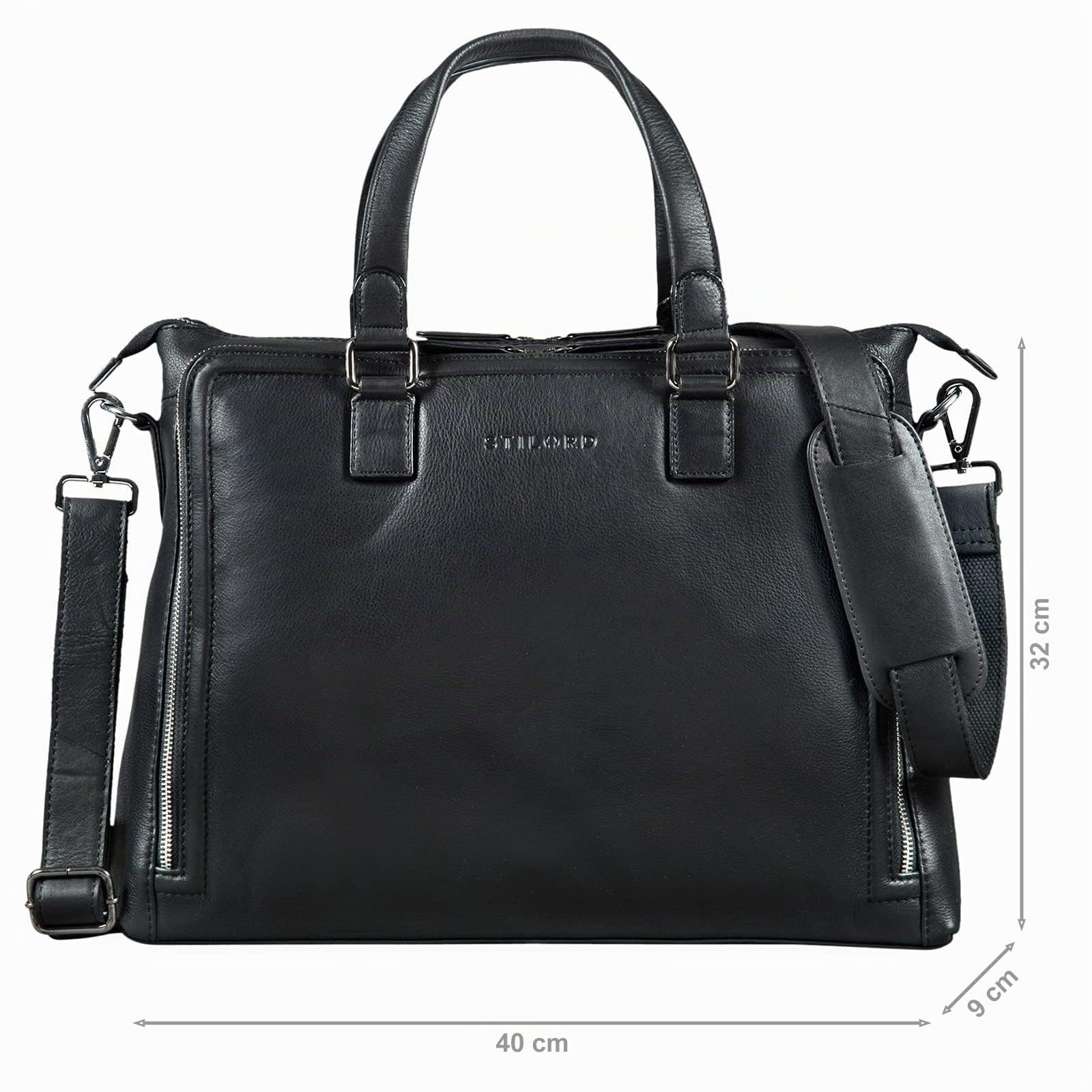 STILORD 'Claire' Sac Business Femme en Cuir Véritable 15 Pouces | Cartable | Sacoche pour Ordinateur Portable DIN A4 | Sac à Bandoulière et à Main pour Bureau