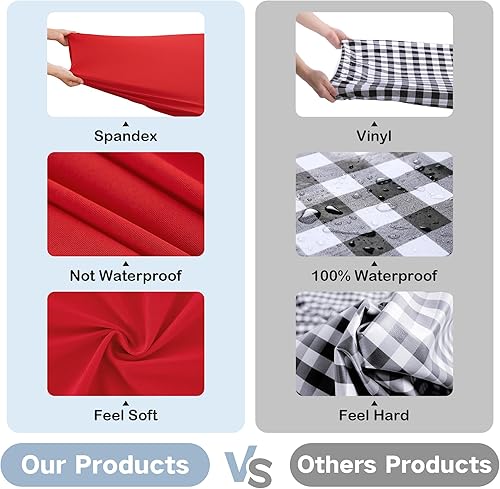 Miniatura 4 de Mantel rectangular ajustable de elastano, elástico, color negro, borde elástico, para comedor, boda, fiesta, picnic, 42 x 72 pulgadas