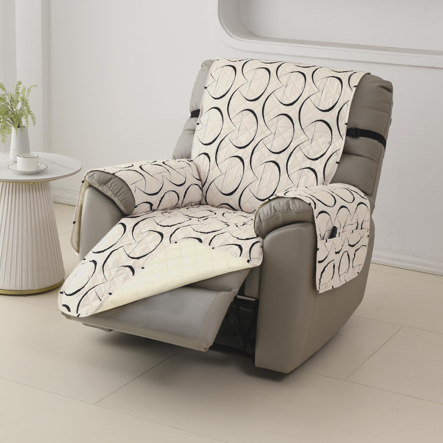 HOKIPO Recliner Mat - Waterproof Beige Abstract -9