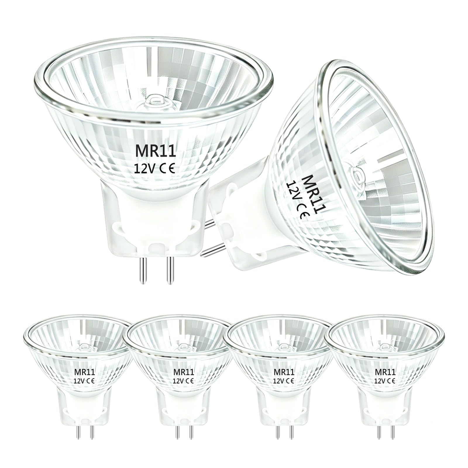 Wieyily MR11 12V 35W Halogen Bulb GU4 Bi-Pin Base Spotlight Dimmable, 35mm*35mm, Glass Cover, Warm White 2700K, MR11 Mini Reflector Bulbs for Recessed Exhibition Hallway Landscape Lighting, 6 Pack