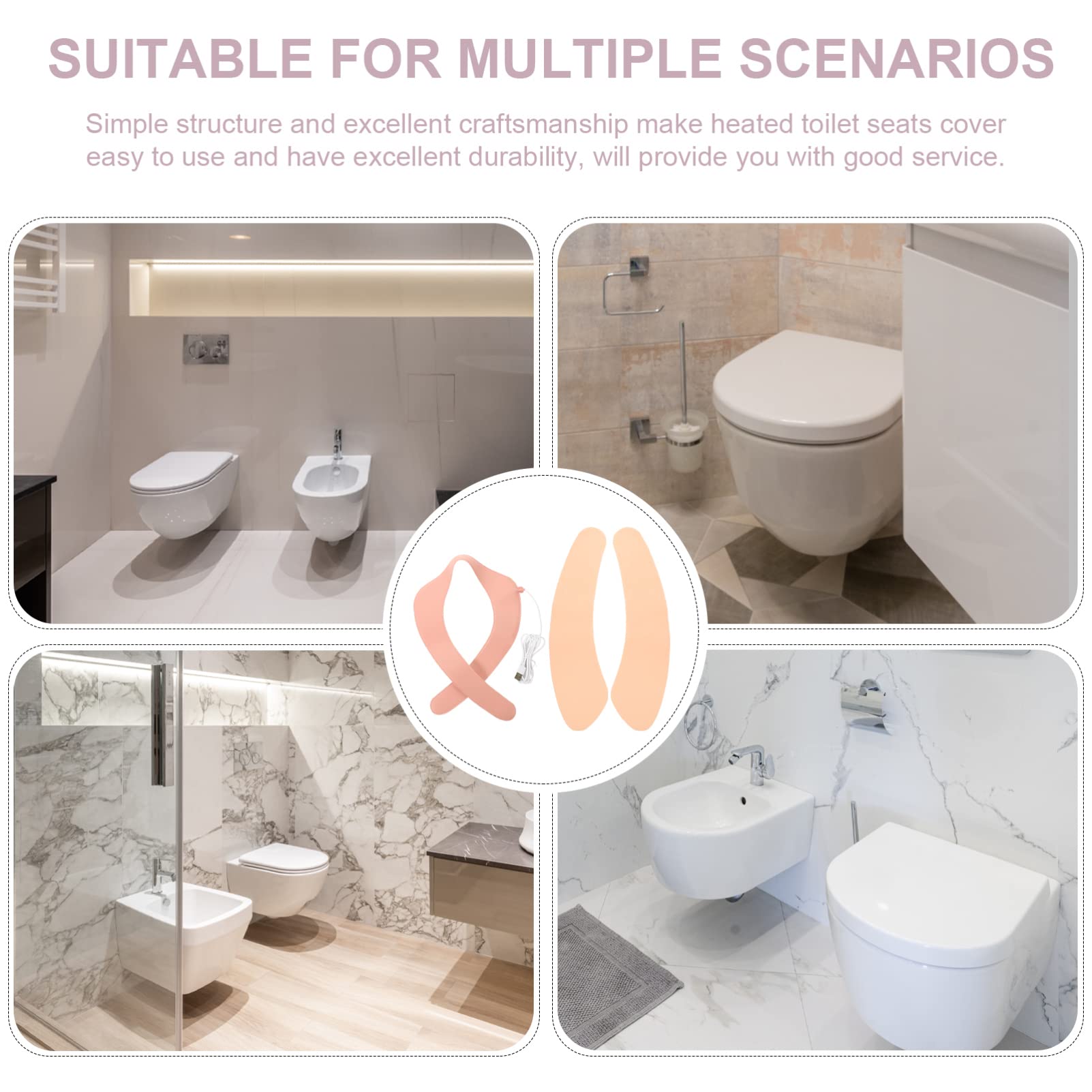 SOLUSTRE Heated Toilet Seat Cushion Pad Intelligent Constant Temperature Warmer Soft PU Material Easy to Use for Winter