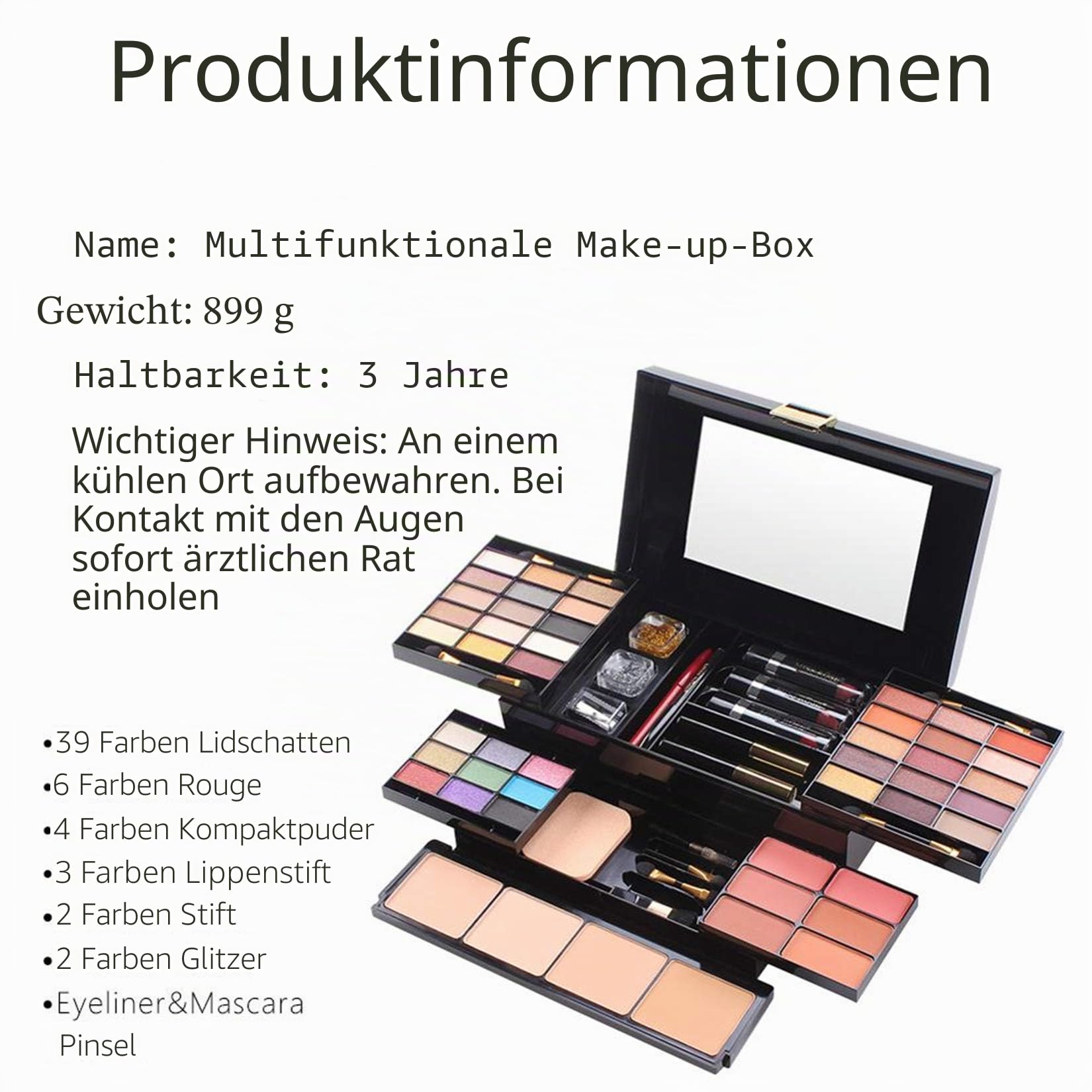 FantasyDay 54 Farben Multifunktions Exquisite Kosmetik Geschenkset Makeup Schmink Kit für Gesicht, Augen und Lippen - Paletten Schminkkoffer mit Lidschatten Palette, Lippenstift, Rouge, Mascara