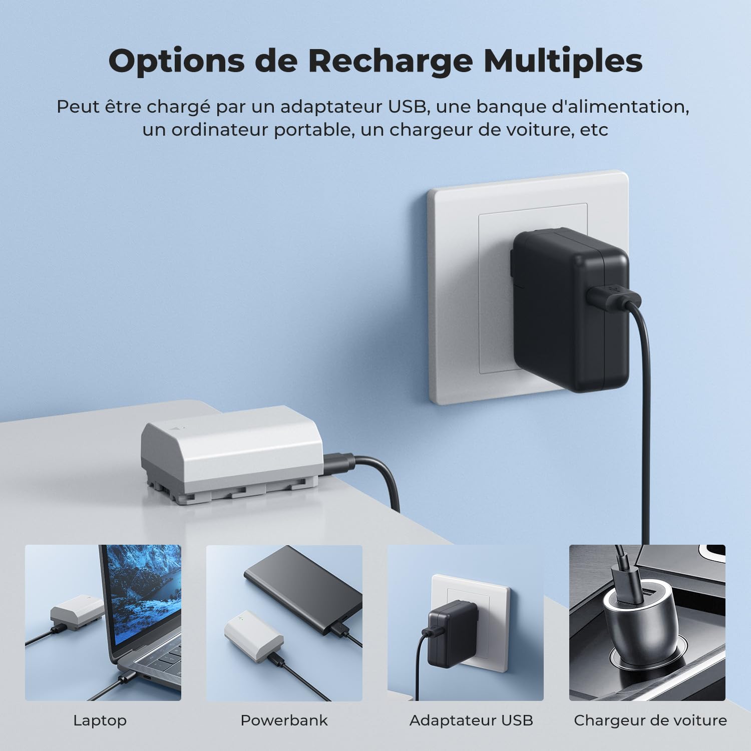 K&F CONCEPT 2 NP-FZ100 Batteries 2600mAh Grande Capacité Charge Directe