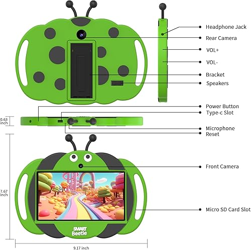 Miniatura 7 de VOLENTEX Tablet Android 13 para niños, tabletas de 7 pulgadas para edades de 3 a 10 años, almohadilla educativa, tableta de 32 GB ROM para niños