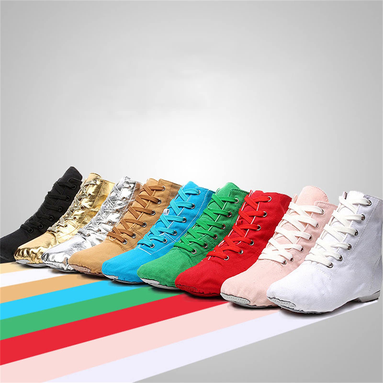 Toile Jazz Chaussures Ballet Yoga Danse Bottines Semelle Fendue À Lacets Respirant pour Enfant Adulte Femme