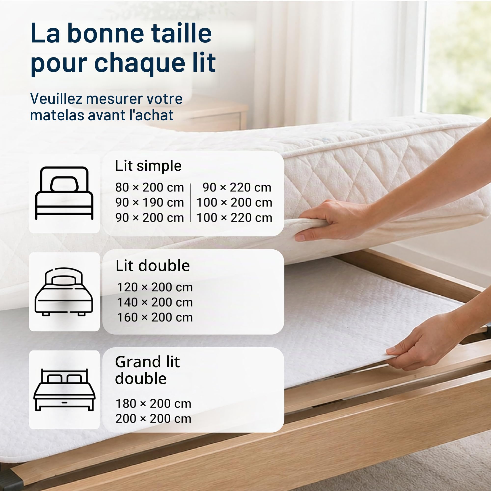 Noppe | Protection de matelas | Protection pour sommier | Antidérapant (90 x 190 cm)