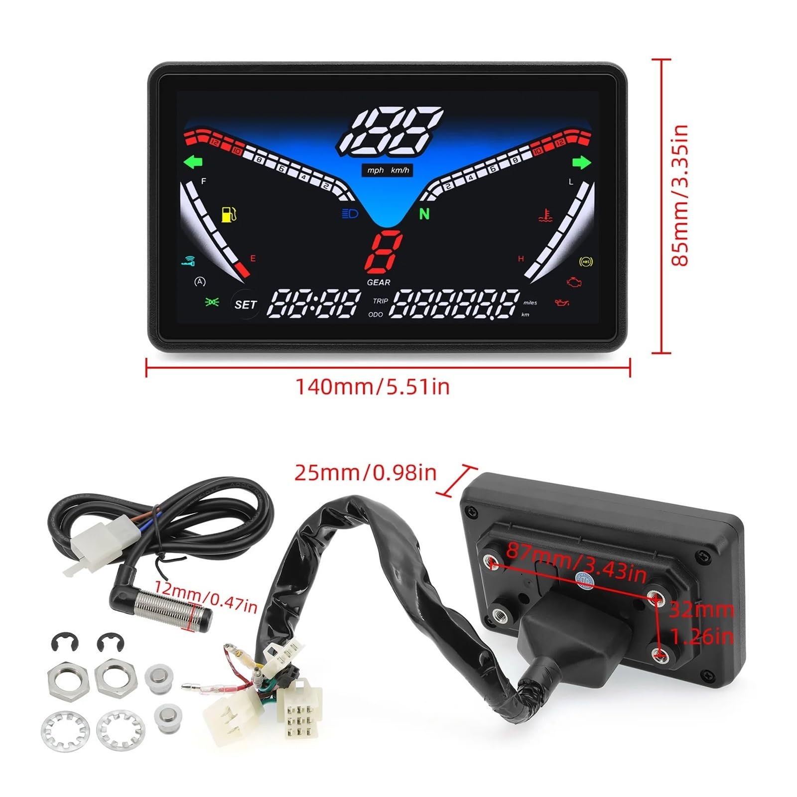 Moto Tachimetro Misuratore Universale Per Moto Tachimetro GPS Contachilometri Digitale Strumento Multifunzione Indicatore Livello Carburante