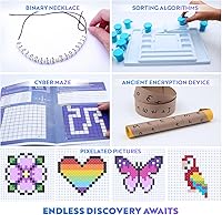 Vista 5 de Playz My First Coding & Computer Science Kit - Learn About Binary Codes, Encryption, Algorithms & Pixelation Through Fun Puzzling Activities Without