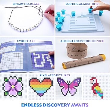 Playz My First Coding & Computer Science Kit - Learn About Binary Codes, Encryption, Algorithms & Pixelation Through Fun Puzzling Activities Without Using a Computer for Boys, Girls, Teenagers, Kids