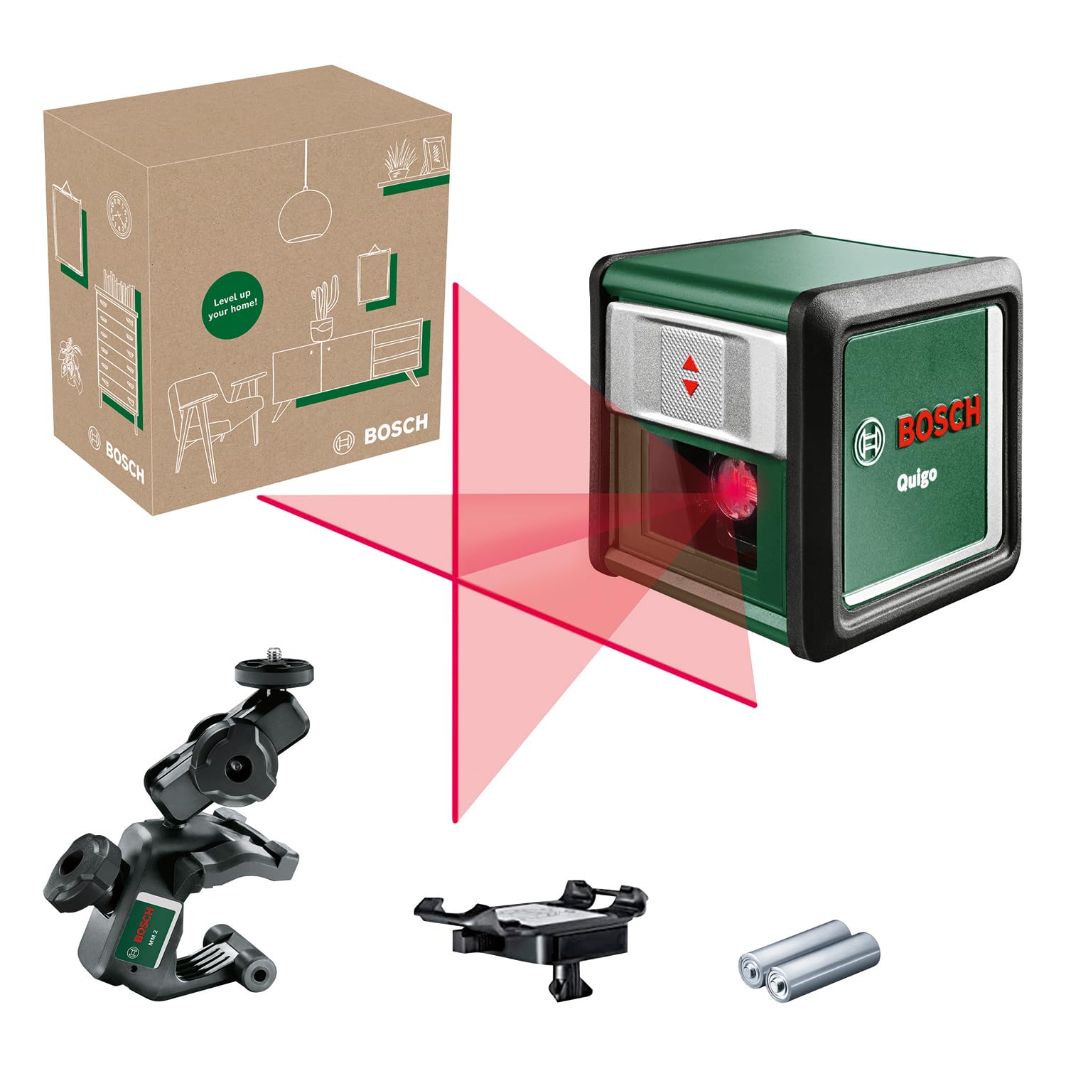 Bosch kruislijnlaser Quigo Green incl. universele klem MM2 en adapter