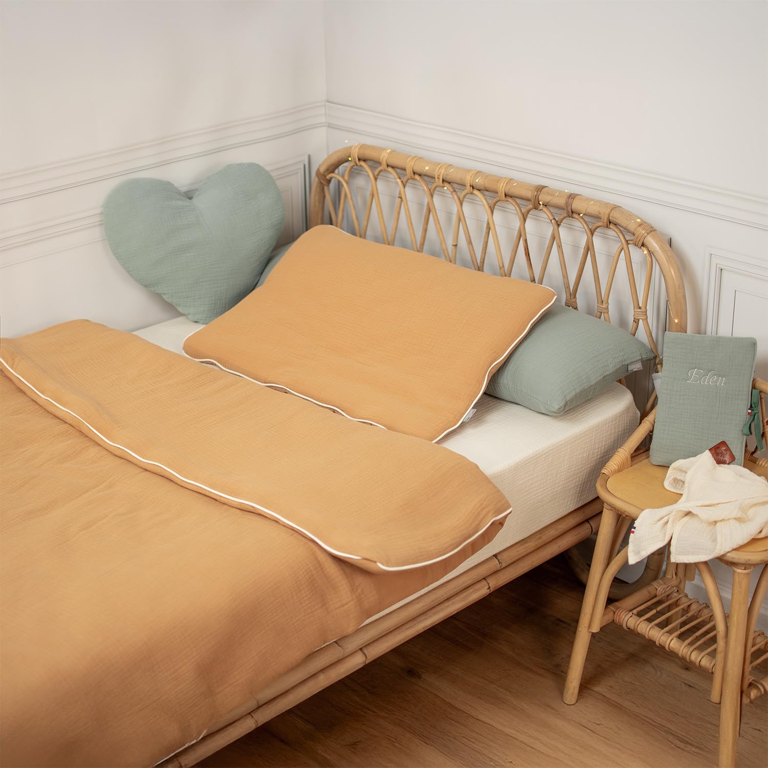 Sevira Kids – Almohada plana de gasa de algodón, Jeanne Made in France