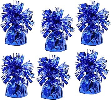 6-Count Blue Metallic Balloon Weights, Birthday Party Favors, Novelty and Gag Gifts, 5.5" Inches, 6-Pack Blue