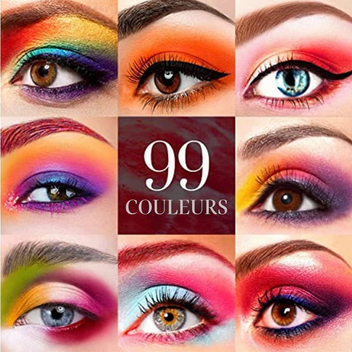 Palette de fard à paupières 99 couleurs, palette de maquillage de fusion de couleurs arc-en-ciel scintillantes mates, fard à paupières professionnel hautement pigmenté