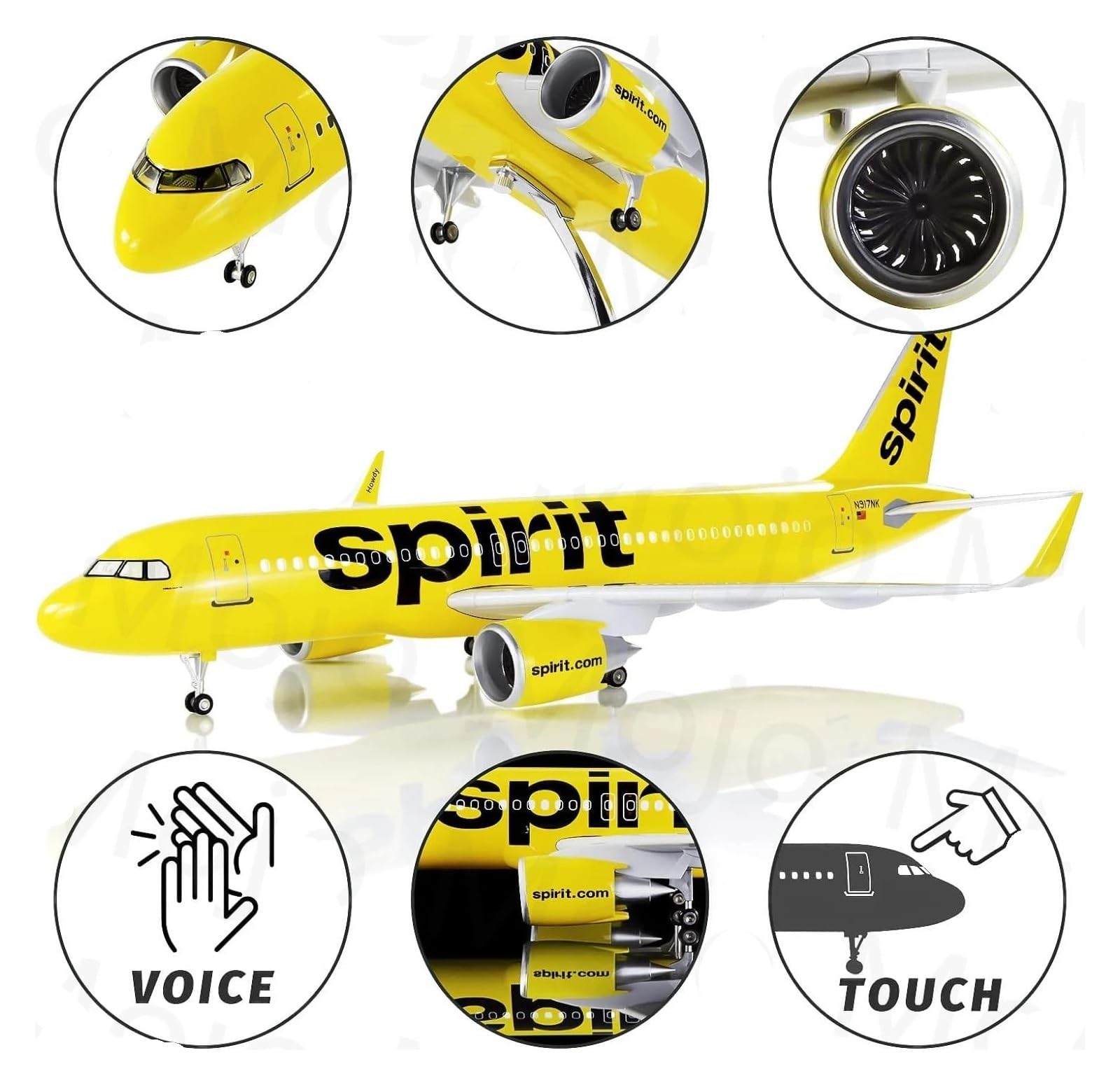 Odlewane zabawki samolotowe 47 cm dla A320 NEO Spirit Model samolotu Model samolotu w skali Samoloty ze światłem LED Sterowanie dotykowe lub dźwiękiem Do zbierania lub pokazu do zbierania i