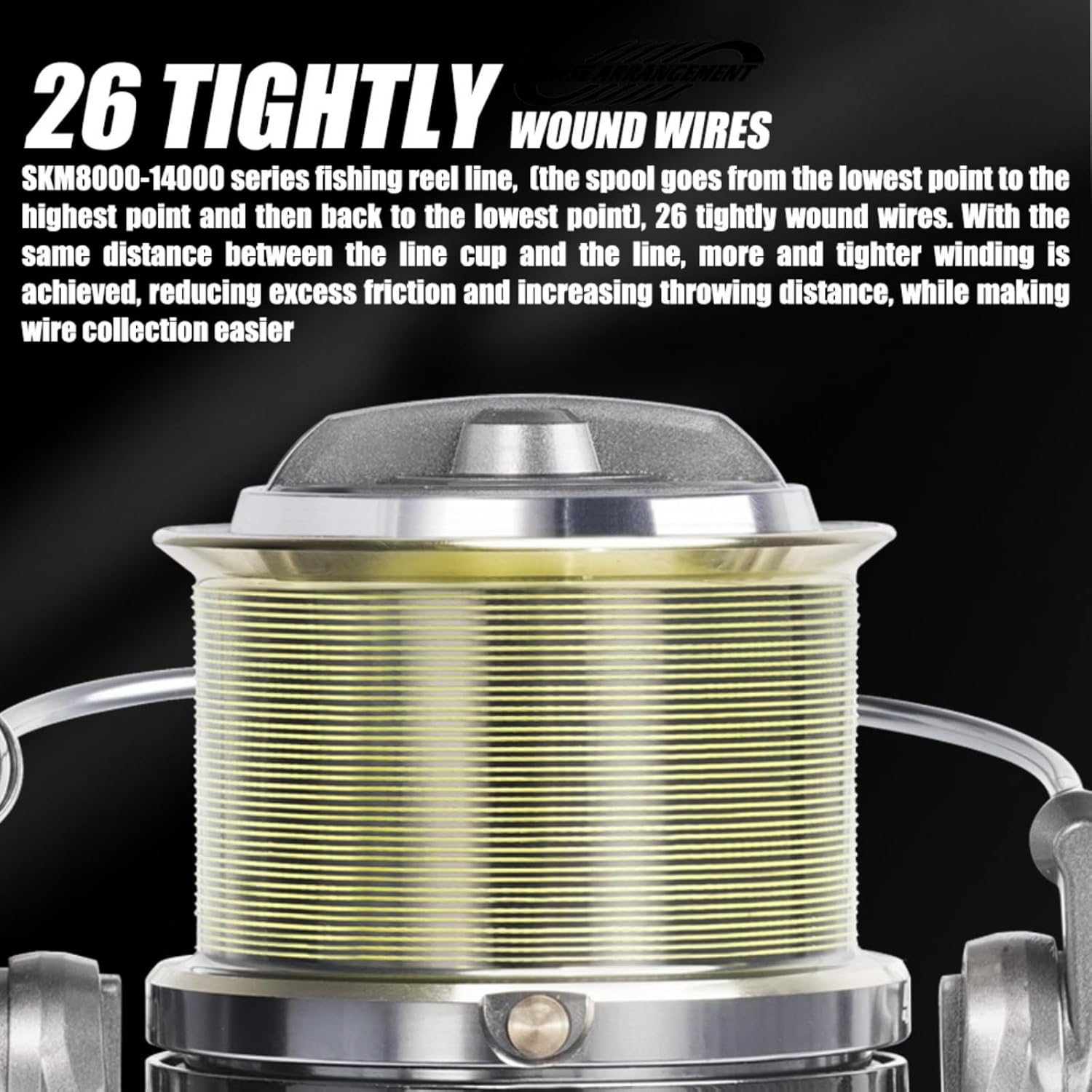 Heavy Duty Spinning Reel Metal Body with CNC Machined Spool 55LB Max Drag 8/10+1 BB Ultra Smooth 4.1/4.6/4.8:1 High Speed Gear Ratio Saltwater Freshwater Fishing Reel for 8000 to 16000 Series
