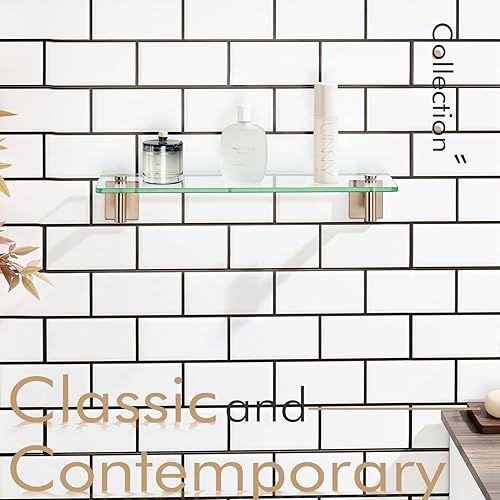 Miniatura 12 de KOKOSIRI Estantes de pared para baño, estante flotante de vidrio templado, estante colgante para almacenamientodecoración de habitación, 20