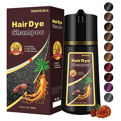 Yocisku Champú de tinte para el cabello negro, champú de color para cobertura de canas, champú de tinte para el cabello 3 en 1, tinte negro