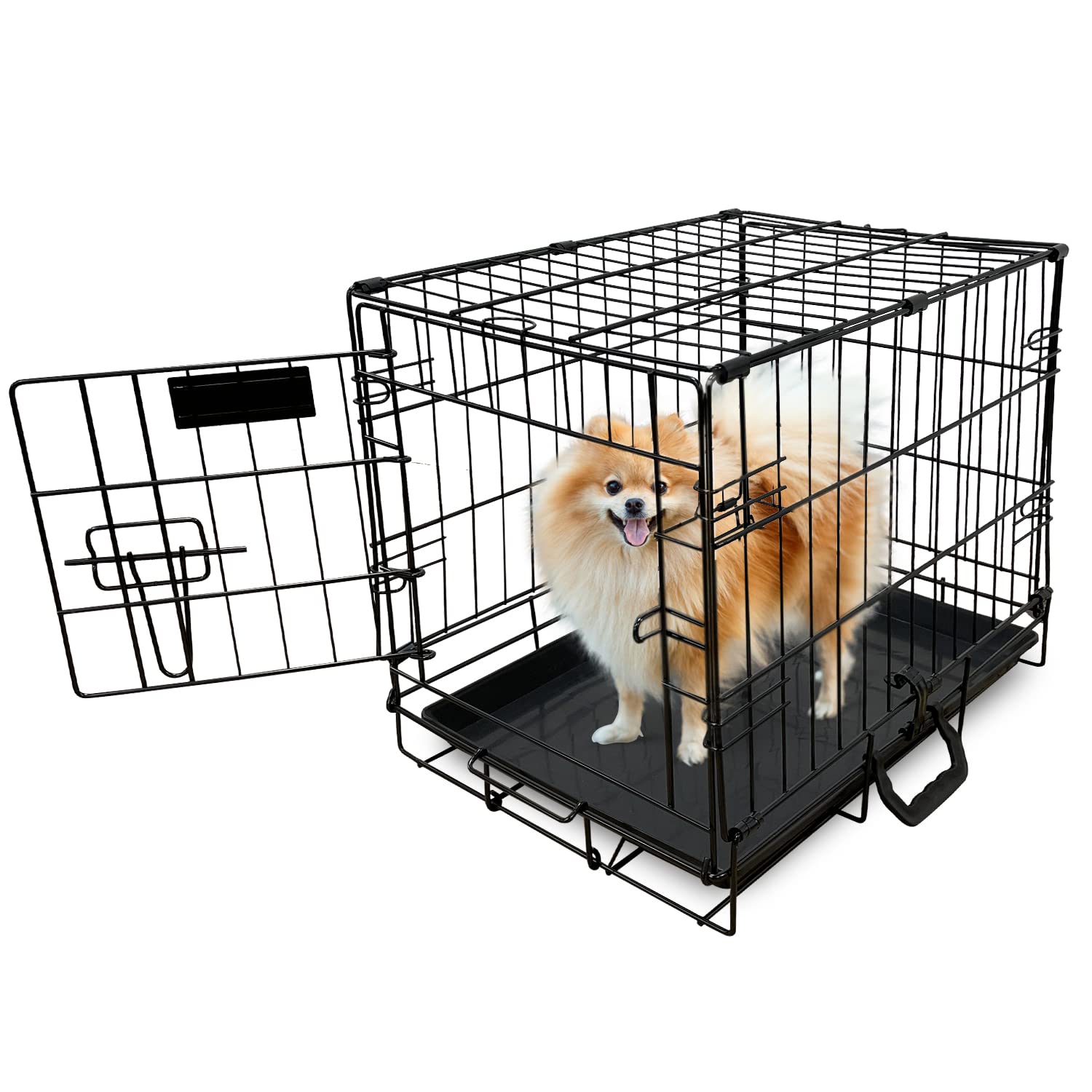 Buy Dog Puppy Cage Folding 1 Door Crate with Plastic Tray Extra Small