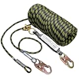 Vertical Lifeline Assembly 25FT, Polyester Rope Harness Safety with Two Grab Snap Hooks Shock Absorber, Fall Protection Safety Rope for Roofing Work, ANSI Compliant
