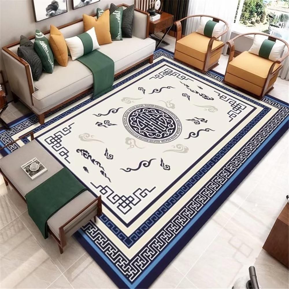 Tapis de salon bleu fleuri 120x180cm pour illuminer la chambre de fille