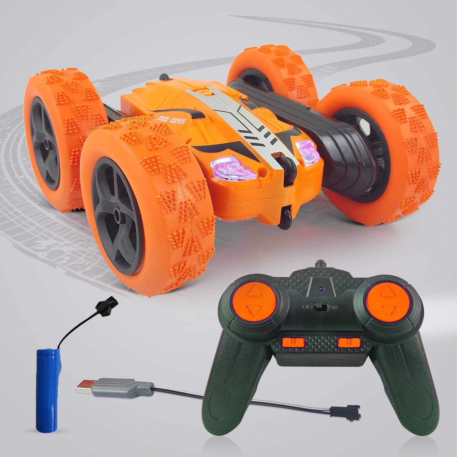 NHR Super 360° Car Double Sided Rotating RC Stunt Car, Remote Control Car Toy with in-Built Rechargeable Battery & Light for Kids (6+ Years, Orange) (B0BW4CZJWG) Amazon Price History, Amazon Price Tracker