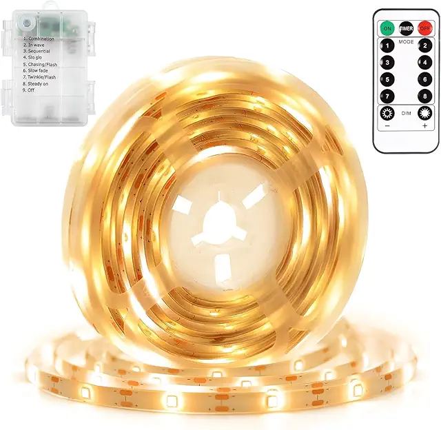 DBFAIRY LED Strip Battery Operated, 2m 60 LED with Remote, Waterproof for Home