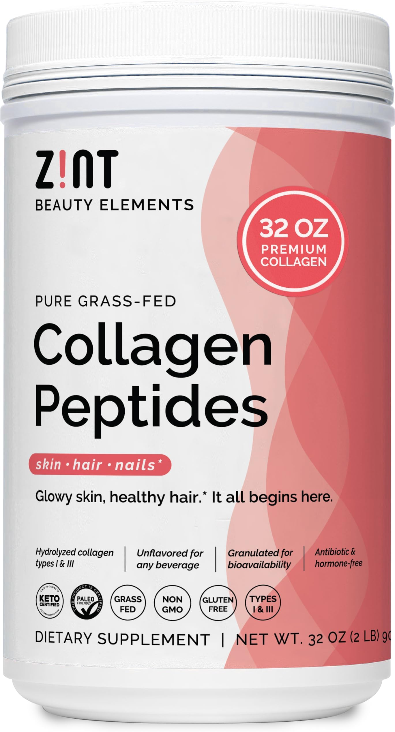 Pure Grass-Fed Collagen Peptides, Unflavored, 32 oz (907 g)