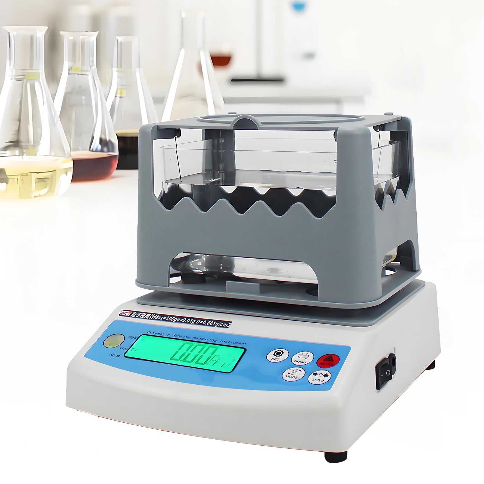 Densimetro Elettronico per Solidi, Alta Precisione 0,001 G/Cm³, Display LCD, Strumento per la Misurazione della Densità di Plastica e Gomma, Apparecchiatura di Test della Densità 600g